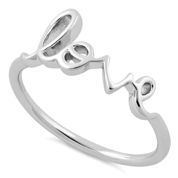 Jewelry - 925 Sterling Silver Cursive “Love” Word Ring
